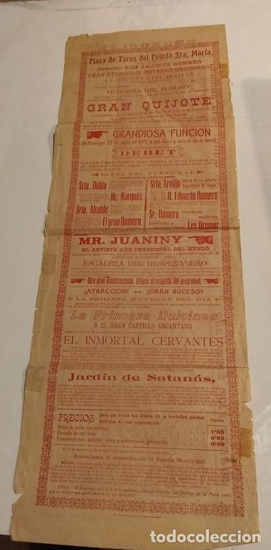 Carteles Espect&aacute;culos: EL PUERTO DE SANTA MARIA, 1911, CARTEL ESPECTACULO MAGIA Y CIRCO, 22X65 CMS