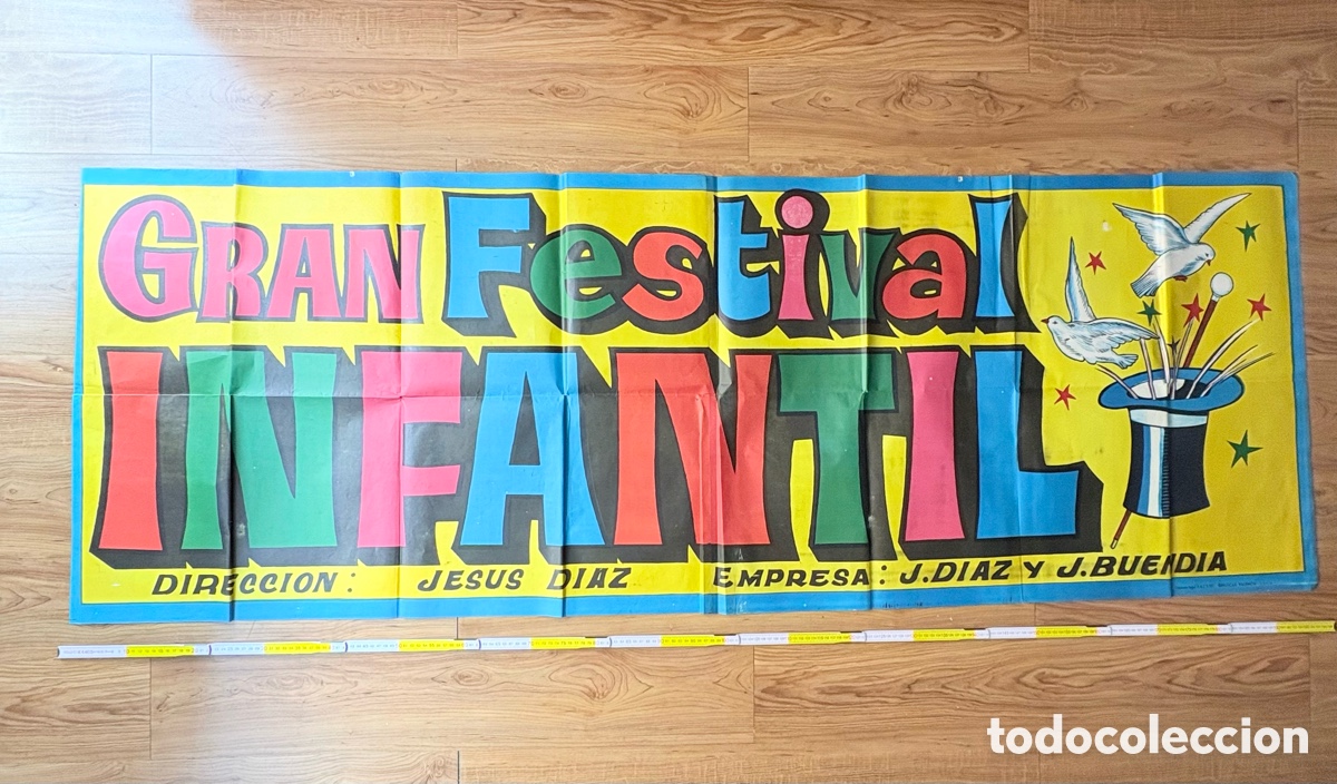 Carteles Espect&aacute;culos: Cartel original Gran Festival Infantil de 1975 &ndash; circo/ magia &ndash; gran formato
