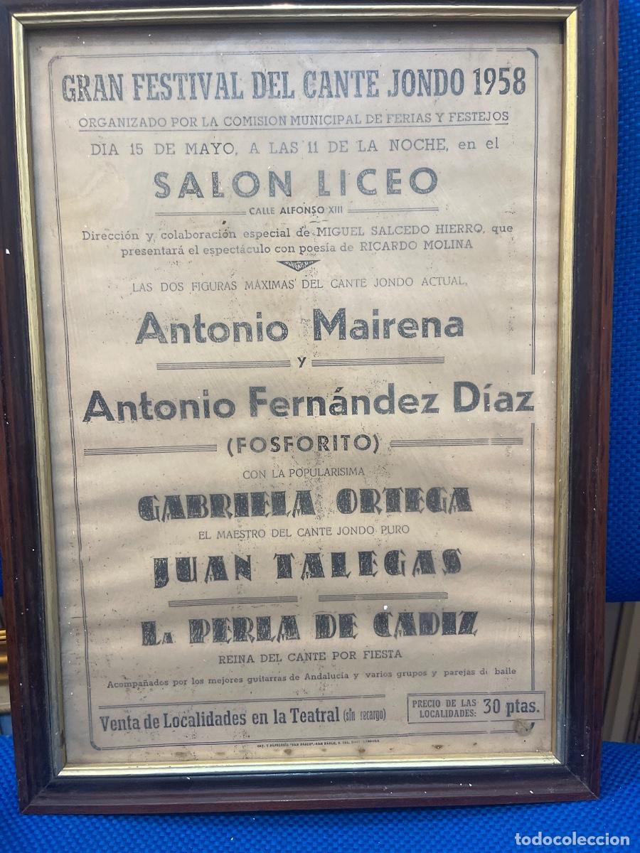 Carteles Espect&aacute;culos: Cartel Sal&oacute;n liceo C&oacute;rdoba 1958 festival de cante jondo flamenco 1958 Cordoba