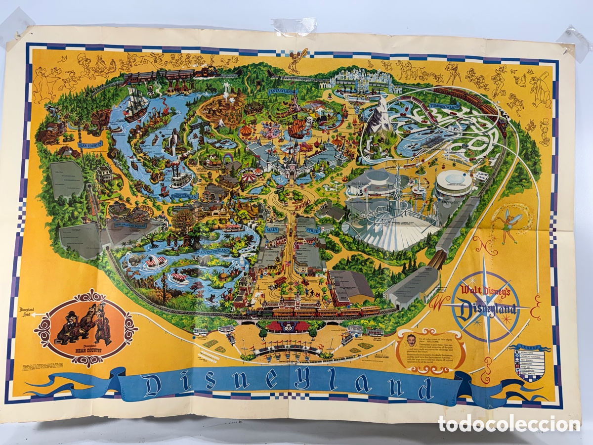 Carteles Espect&aacute;culos: Mapa Gu&iacute;a Vintage Disneyland Walt Disney Productions 1968-1972 Original USA