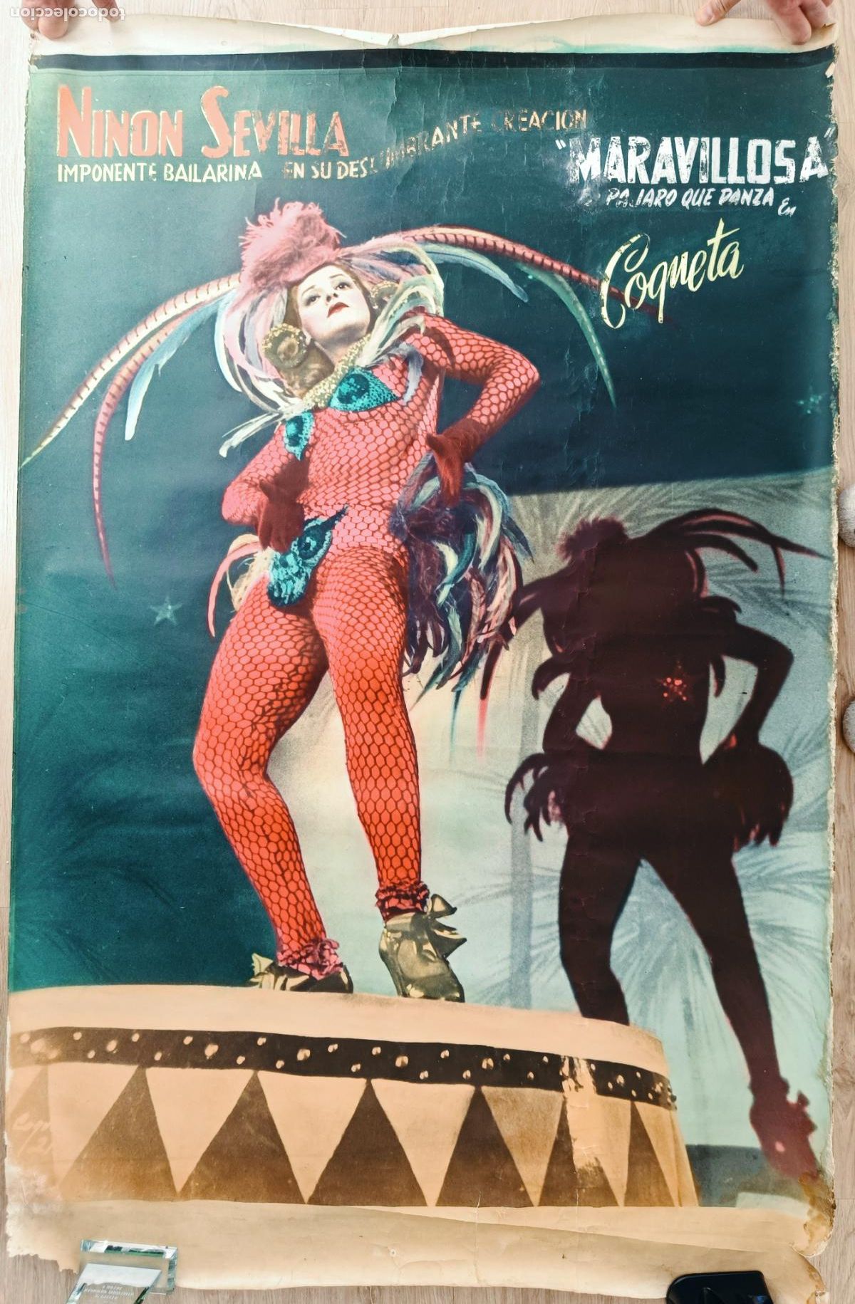 Affiches Spectacles: CARTEL ESPECTACULO CUPLETISTA VEDET BAILARINA NINON SEVILLA PAJARO QUE DANZA EN COQUETA CV8