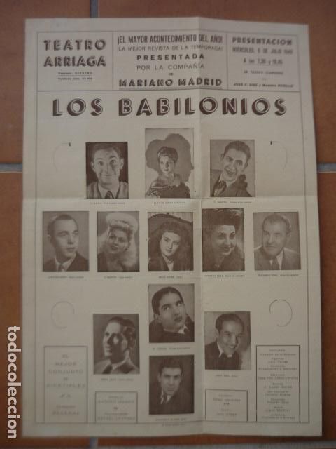 Plakate Schauspiele: BILBAO TEATRO ARRIAGA CARTEL 1949 REVISTA LOS BABILONIOS 35 X 50 CM