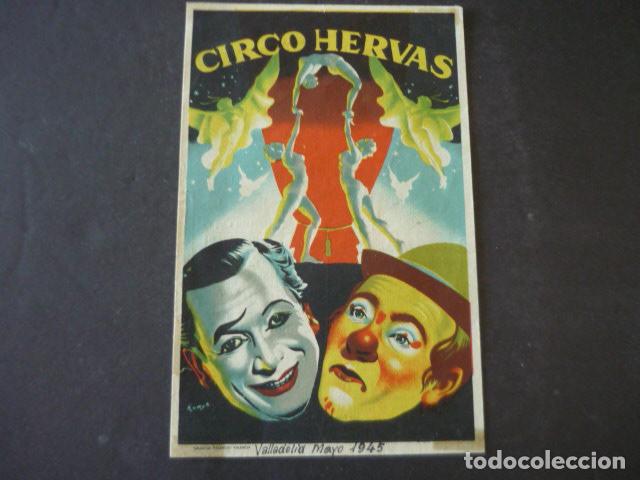 Carteles Espect&aacute;culos: VALLADOLID CARTELITO CIRCO HERVAS 1945 12 X 19 CM
