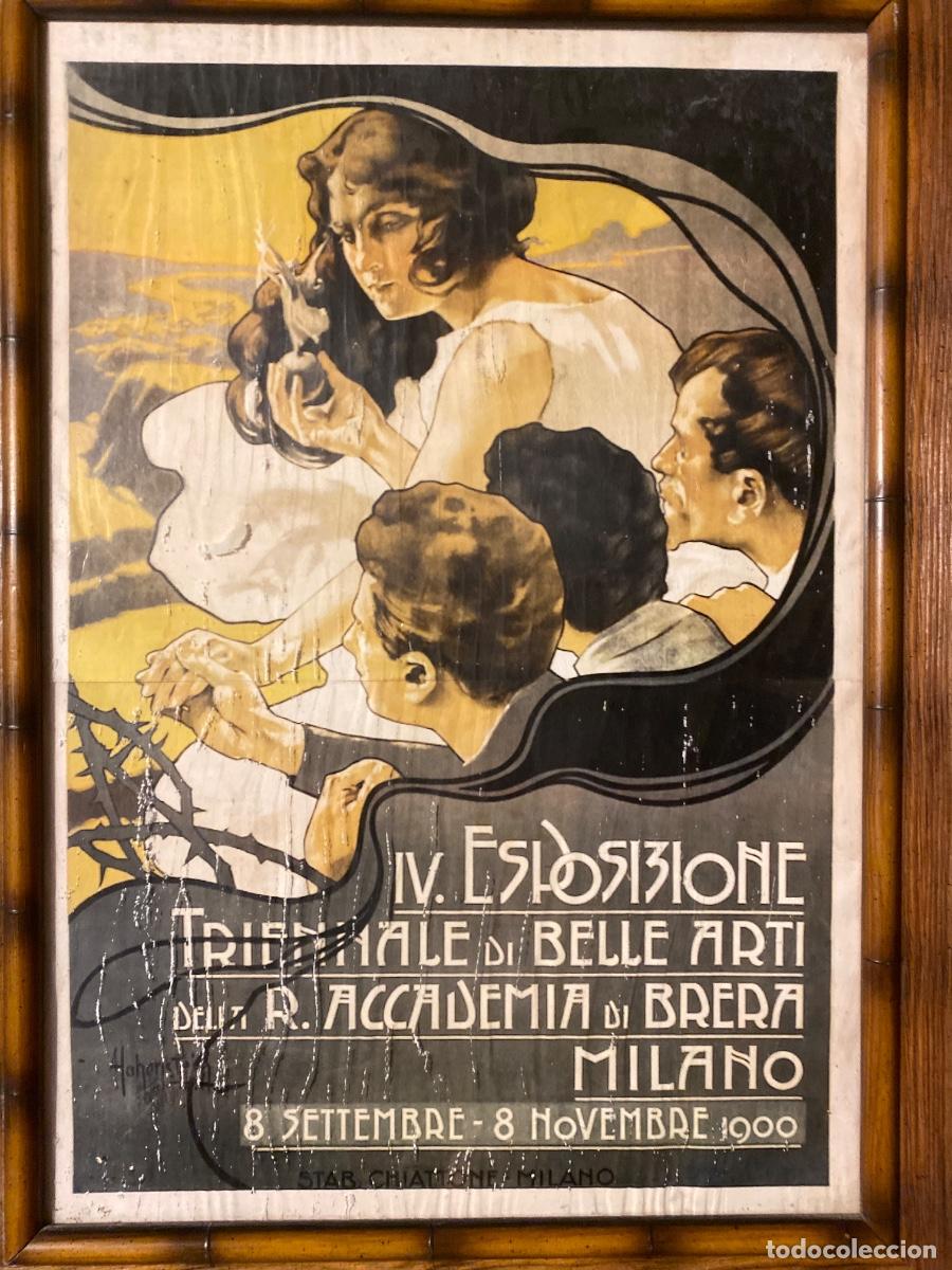 Carteles espect&aacute;culos: CARTEL IV EXPOSIZIONE TRIENALE BELLE ARTI BRERA MILANO 1900 MARCO MADERA 55X75CM