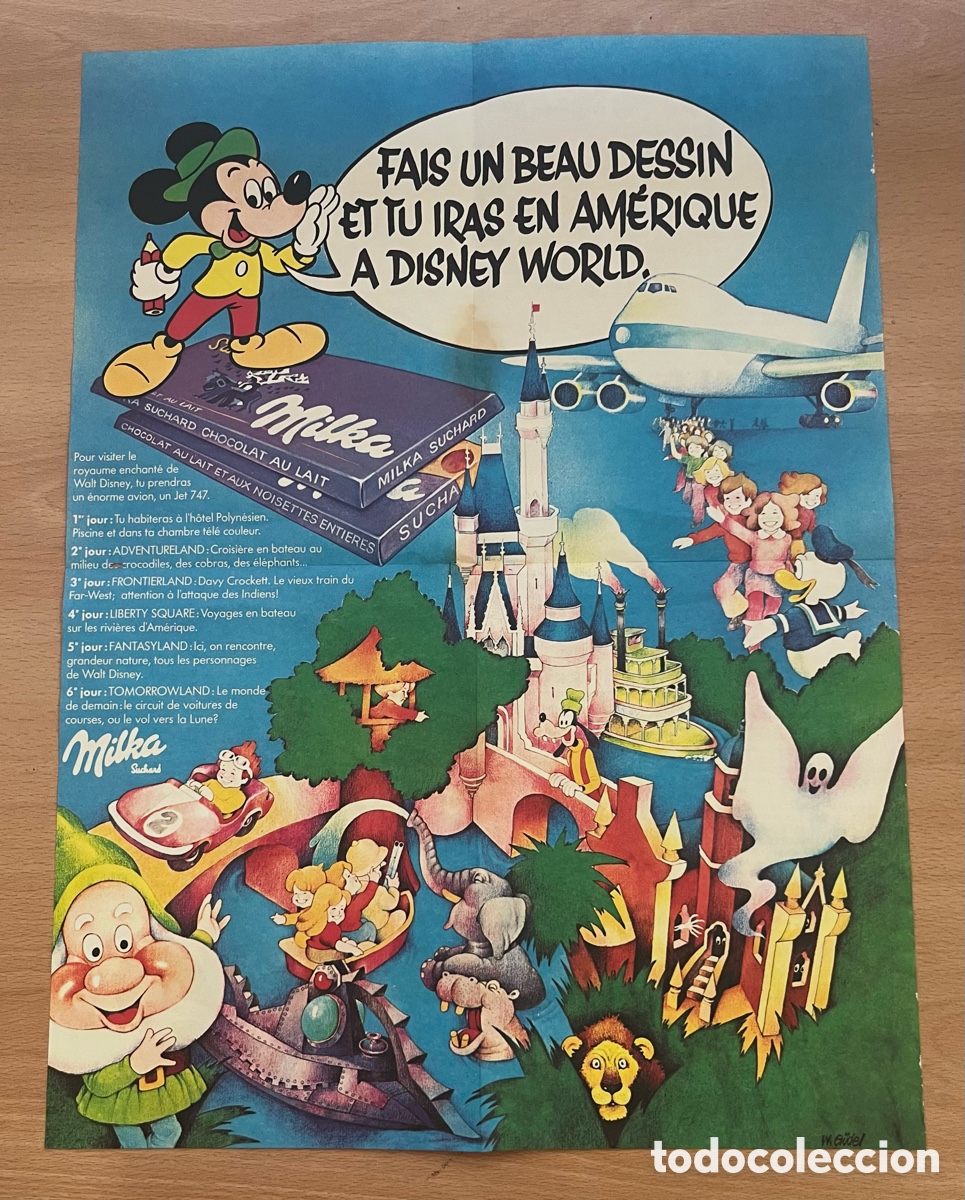 Carteles espect&aacute;culos: CARTEL: CHOCOLATE MILKA SUCHARD - DISNEY WORLD. 49,5 X 36,7 CM - EN FRANC&Eacute;S