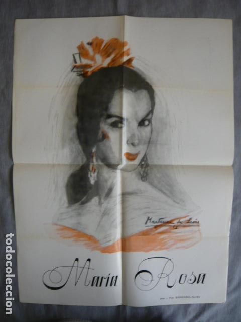 Carteles espect&aacute;culos: SEVILLA MARIA ROSA BAILAORA FLAMENCA MARTINEZ DE LEON ILUSTRADOR CARTEL 70 X 52 CM