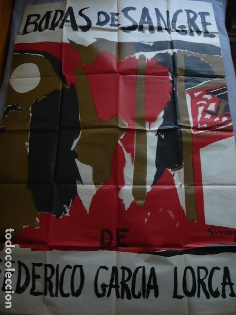 Carteles espect&aacute;culos: BODAS DE SANGRE DE FEDERICO GARCIA LORCA MADRID 1963 JOSEP GUINOVART ILUSTRADOR 123 X 86 CM