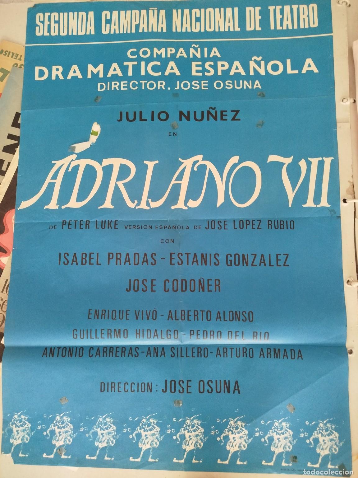 Carteles espect&aacute;culos: Cartel original teatro Adriano VII Peter Luke Jos&eacute; Osuna Julio N&uacute;&ntilde;ez Compa&ntilde;&iacute;a Dram&aacute;tica Espa&ntilde;ola a&ntilde;o