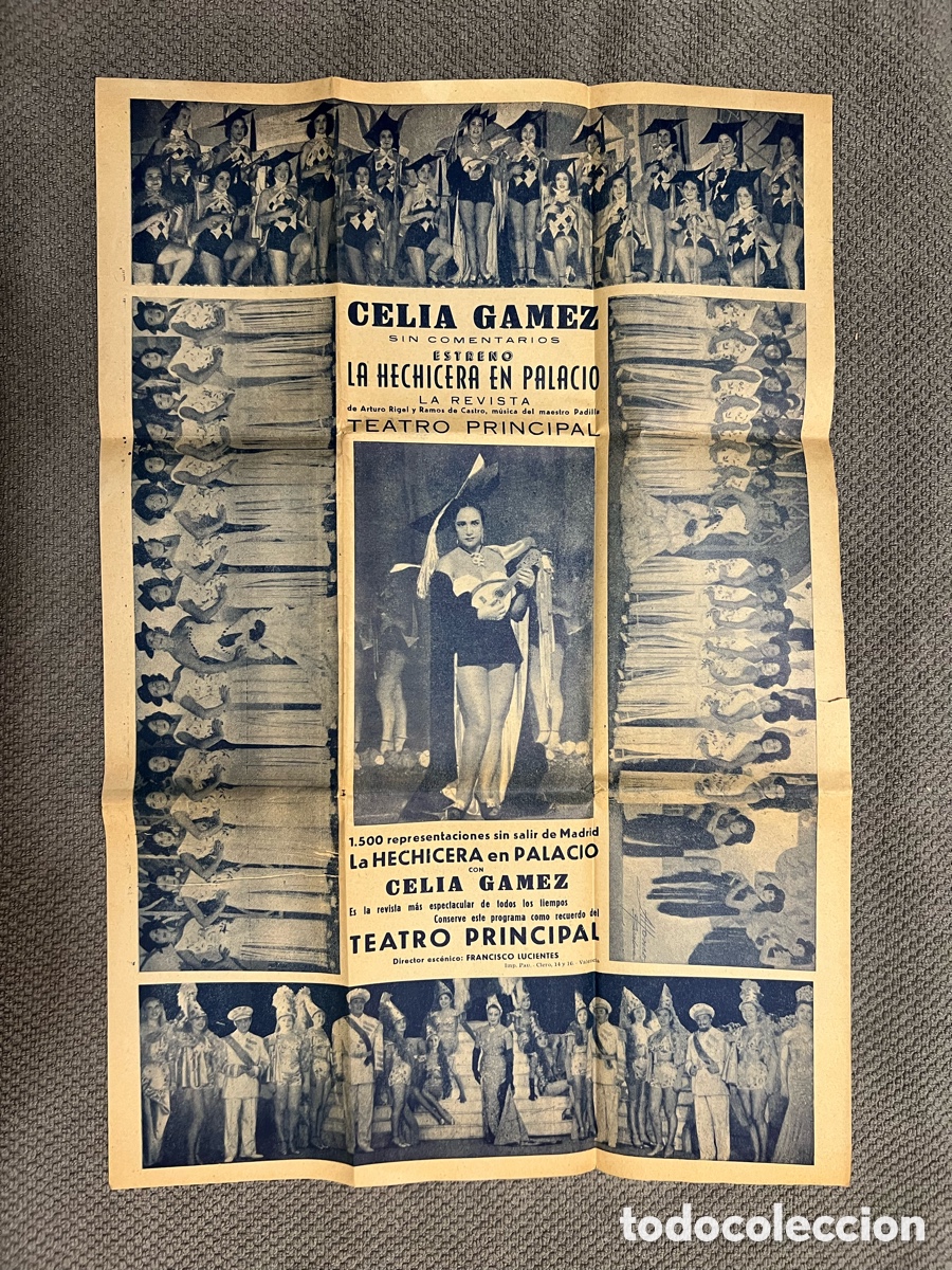 Carteles espect&aacute;culos: CELIA G&Aacute;MEZ. Cartel presentaci&oacute;n ESTRENO LA HECHICERA EN PALACIO. TEATRO PRINCIPAL, Valencia