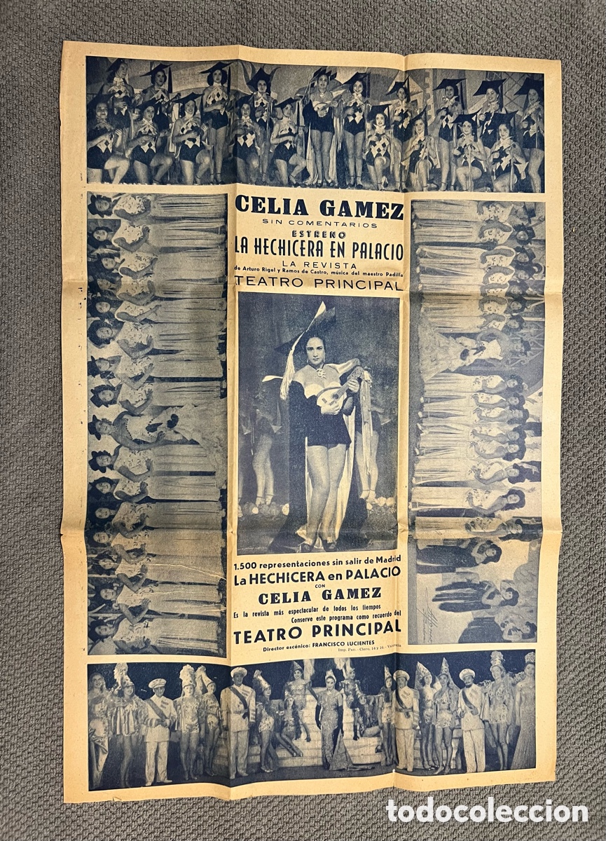 Carteles espect&aacute;culos: CELIA G&Aacute;MEZ. Cartel presentaci&oacute;n ESTRENO LA HECHICERA EN PALACIO. TEATRO PRINCIPAL, Valencia