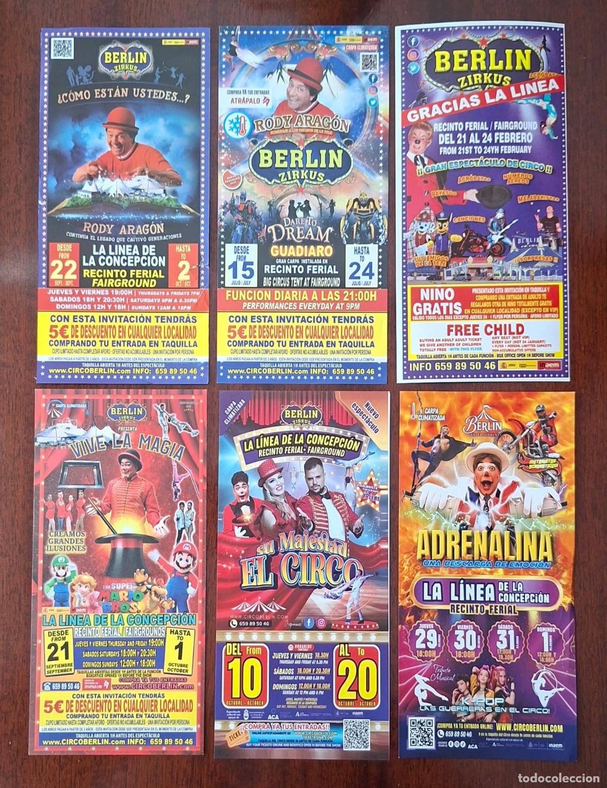 Carteles espect&aacute;culos: PUBLICIDAD DEL CIRCO BERL&Iacute;N. 6 DIFERENTES.