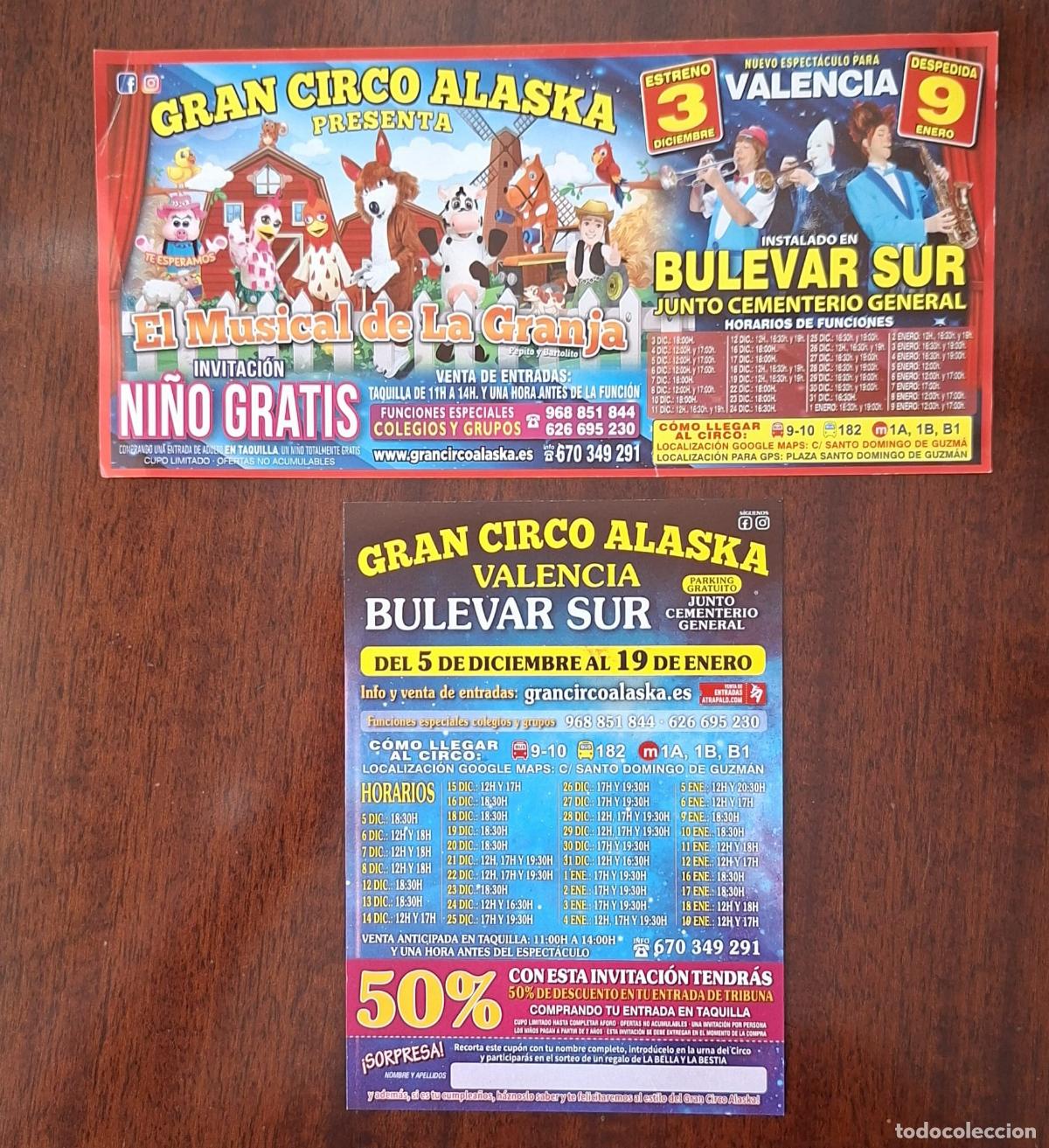 Carteles espect&aacute;culos: PUBLICIDAD DEL CIRCO ALASKA. 2 DIFERENTES. - Foto 2