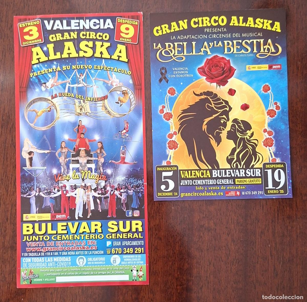 Carteles espect&aacute;culos: PUBLICIDAD DEL CIRCO ALASKA. 2 DIFERENTES.