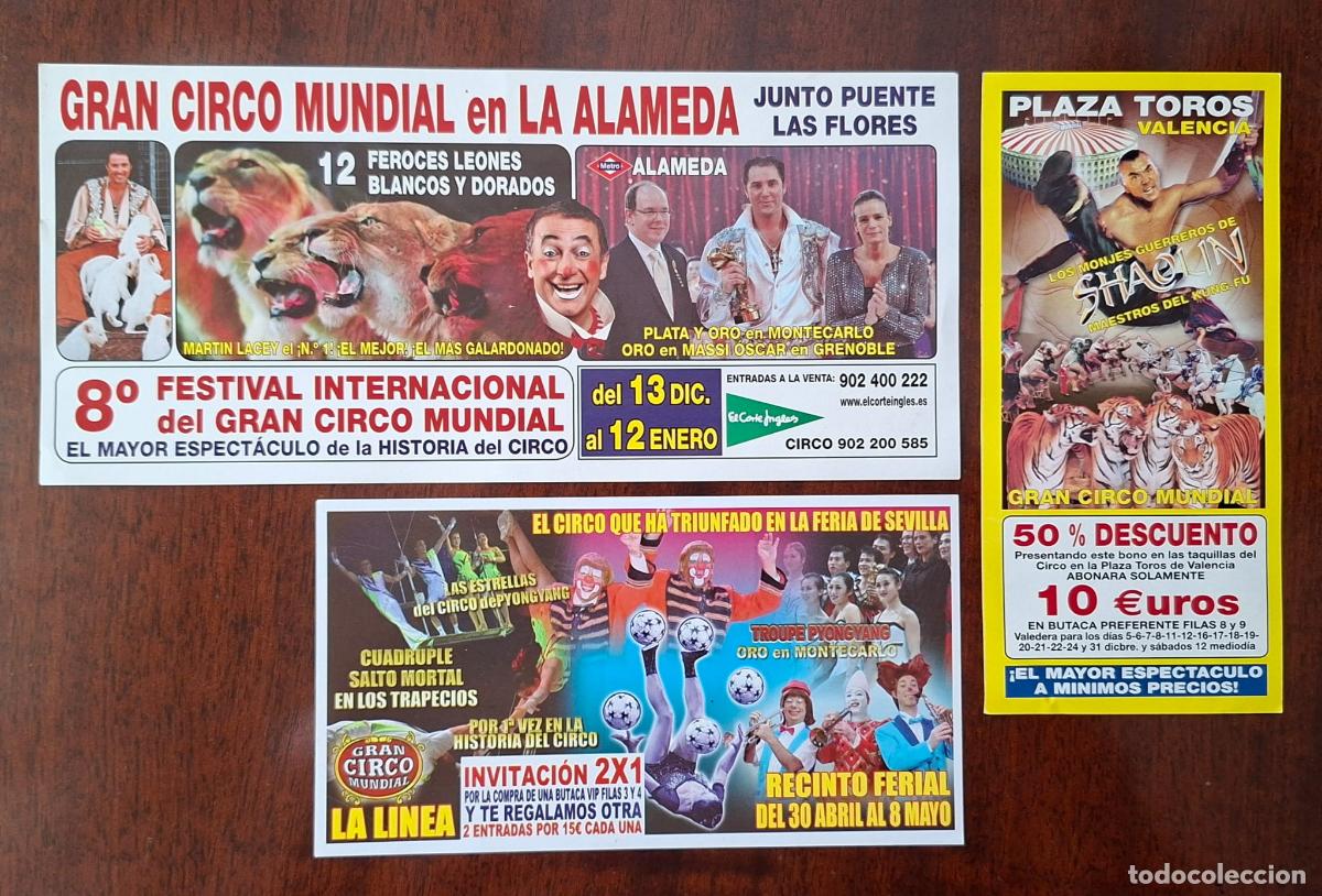 Carteles espect&aacute;culos: PUBLICIDAD DEL GRAN CIRCO MUNDIAL. 3 DIFERENTES.