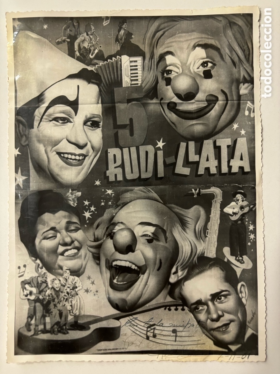 Carteles espect&aacute;culos: Foto original con aut&oacute;grafo de los payasos de circo los Rudi Llata