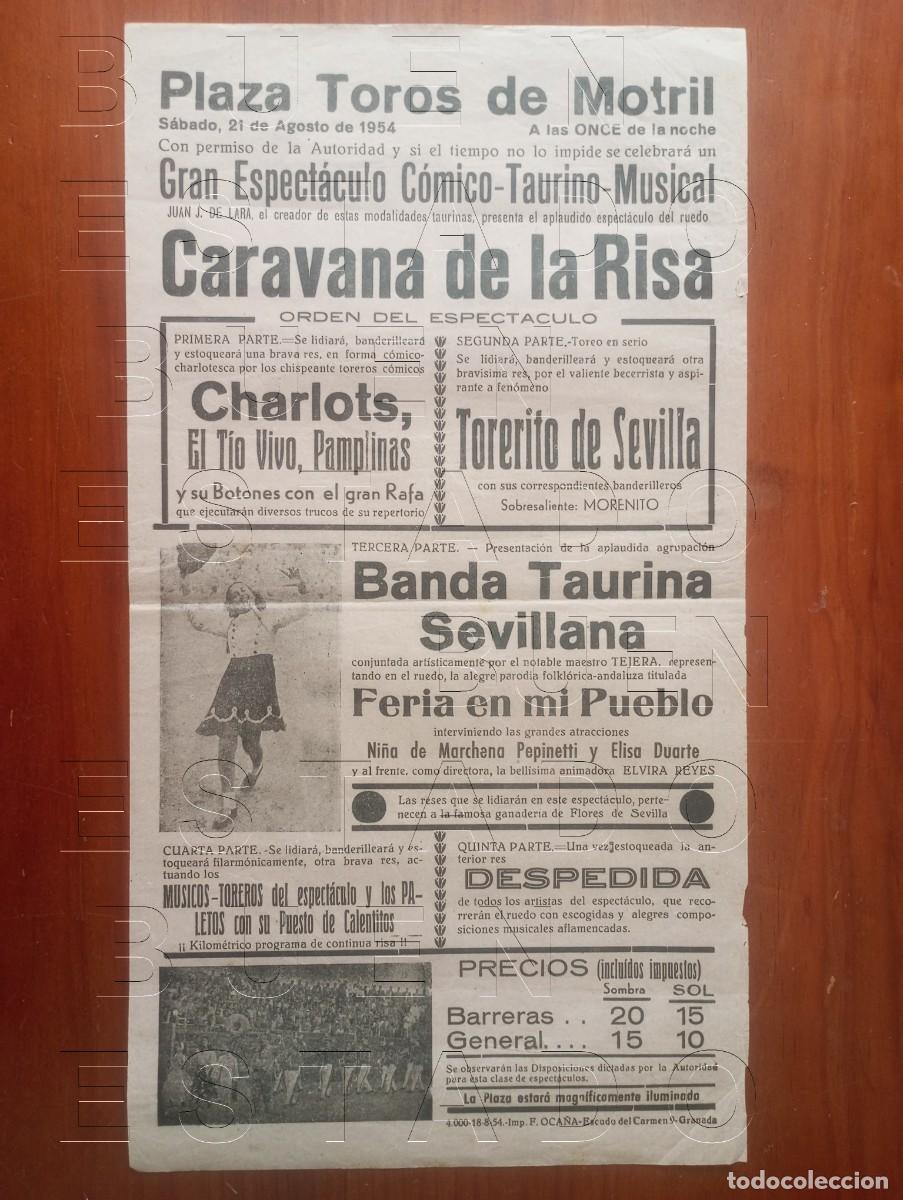 Carteles espect&aacute;culos: MOTRIL GRANADA 1954 CARAVANA DE LA RISA 44X24 ESPECTACULO GRAN CARTEL GENUINO C30