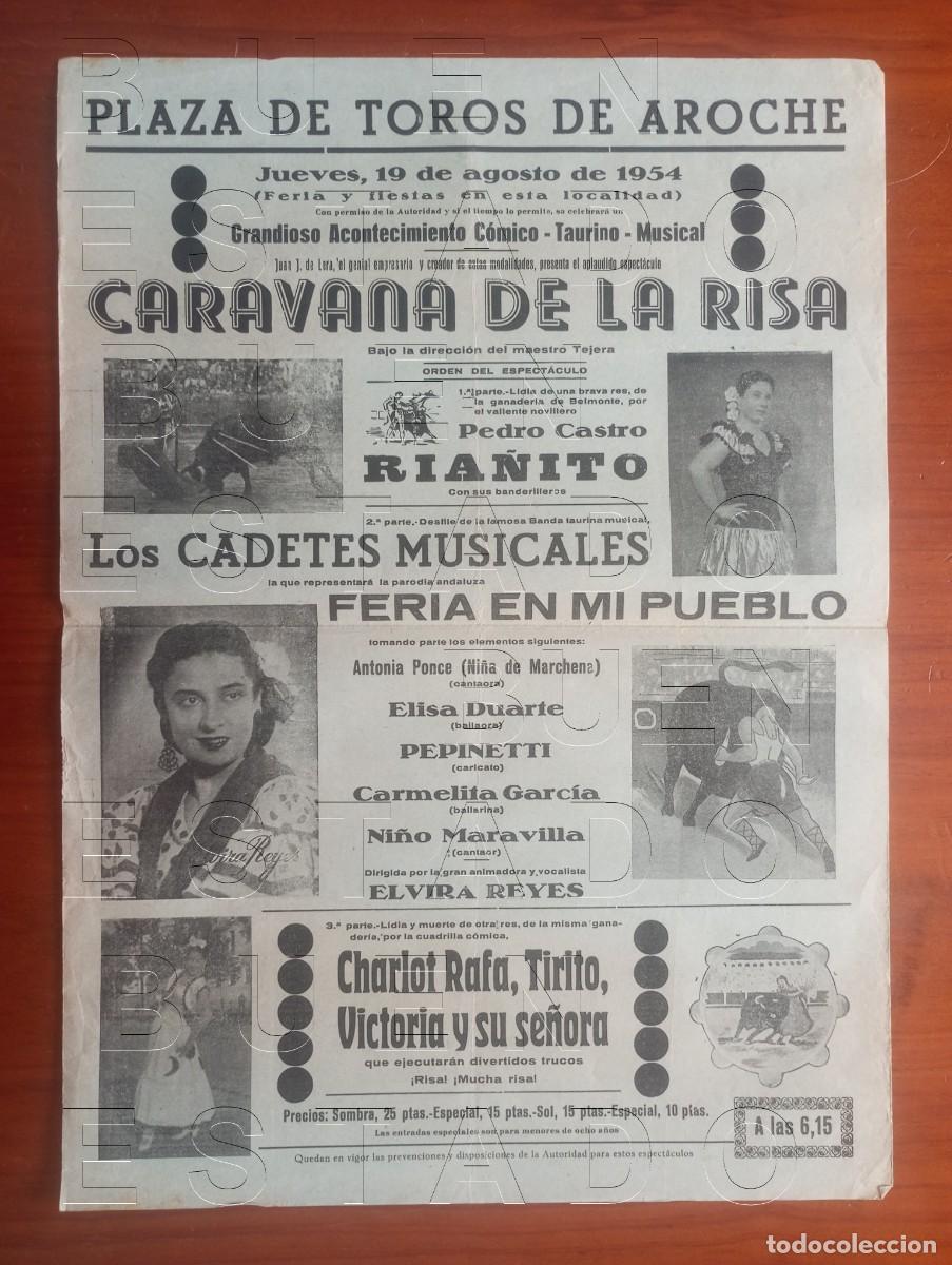 Carteles espect&aacute;culos: AROCHE HUELVA CARAVANA DE LA RISA 43X31 ESPECTACULO GRAN CARTEL GENUINO C30