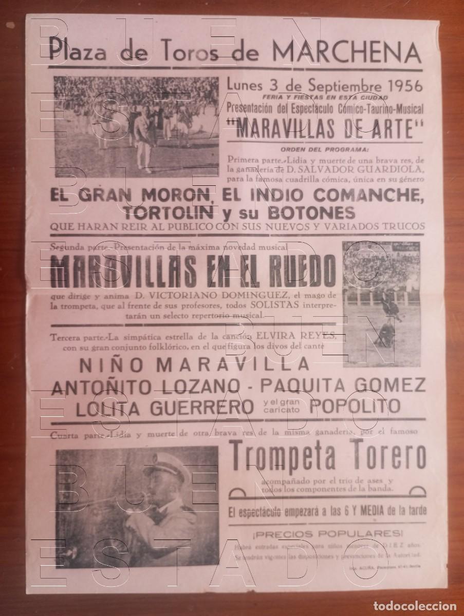 Carteles espect&aacute;culos: MARCHENA SEVILLA 1956 PAQUITA GOMEZ 43X31 ESPECTACULO GRAN CARTEL GENUINO C30