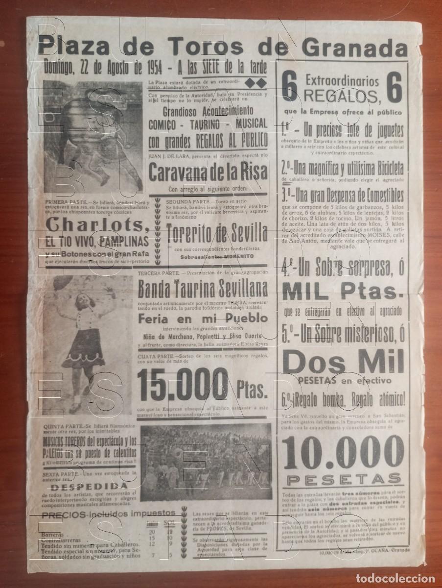 Carteles espect&aacute;culos: GRANADA PLAZA DE TOROS 1954 TORERITO DE SEVILLA 43X31 ESPECTACULO GRAN CARTEL GENUINO C30