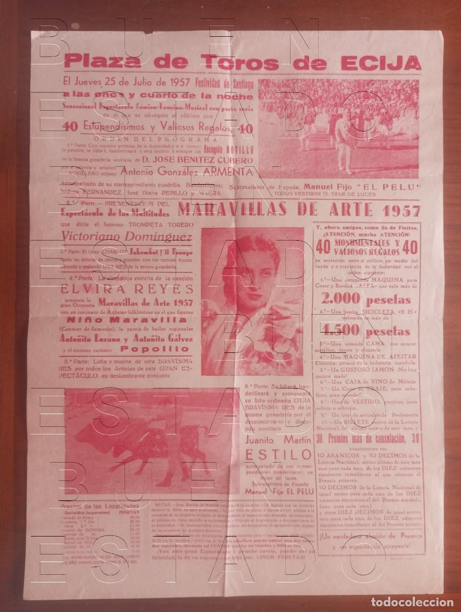 Carteles espect&aacute;culos: ECIJA SEVILLA 1957 ELVIRA REYES 43X31 ESPECTACULO GRAN CARTEL GENUINO C30