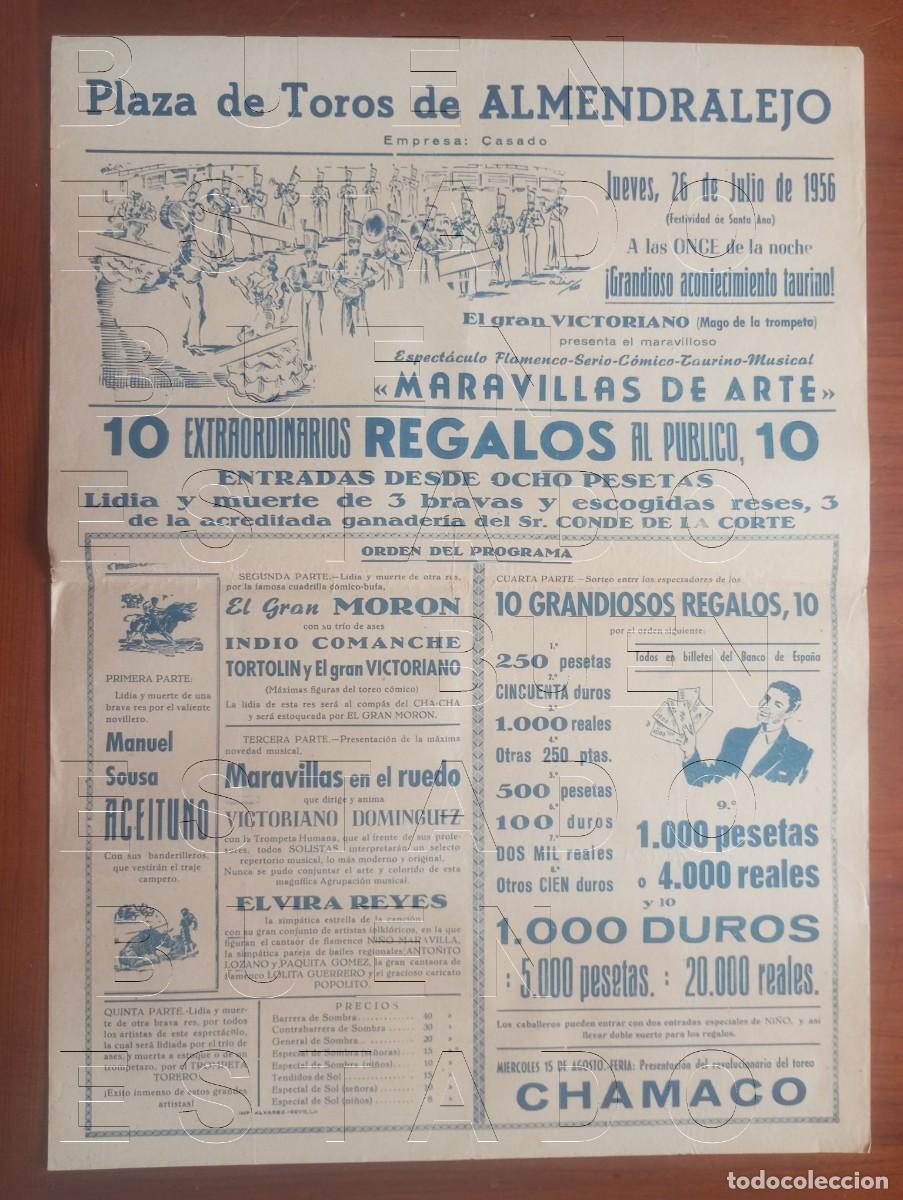 Carteles espect&aacute;culos: ALMENDRALEJO BADAJOZ 1956 ELVIRA REYES 43X31 ESPECTACULO GRAN CARTEL GENUINO C30