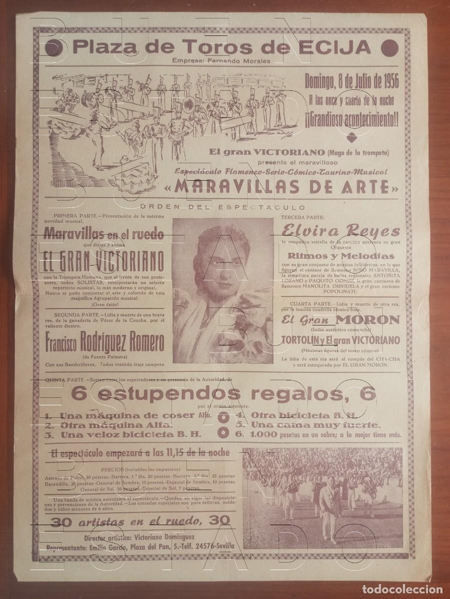 Carteles espect&aacute;culos: ECIJA SEVILLA 1956 ELVIRA REYES 43X31 ESPECTACULO GRAN CARTEL GENUINO C30