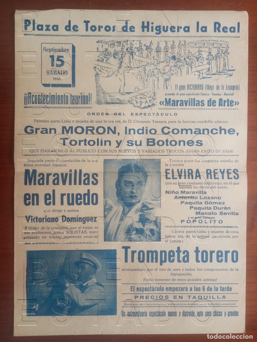 Carteles espect&aacute;culos: HIGUERA LA REAL BADAJOZ 1956 ELVIRA REYES 43X31 ESPECTACULO GRAN CARTEL GENUINO C30