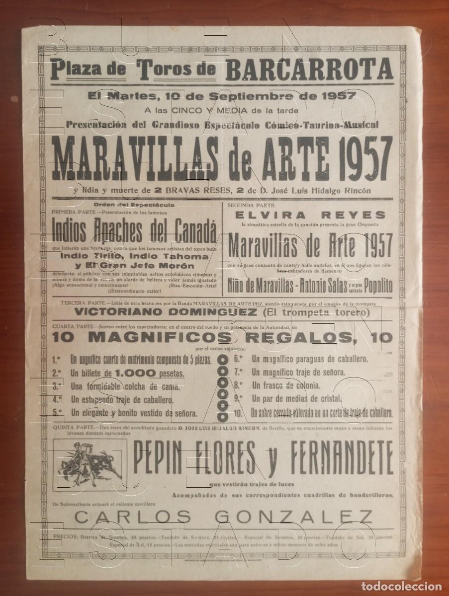 Carteles espect&aacute;culos: BARCARROTA BADAJOZ 1957 ELVIRA REYES 43X31 ESPECTACULO GRAN CARTEL GENUINO C30
