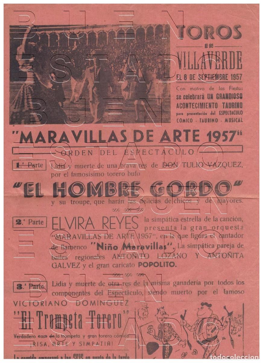Carteles espect&aacute;culos: VILLAVERDE DEL RIO SEVILLA 1957 ELVIRA REYES CARTEL GENUINO 31X20 J00