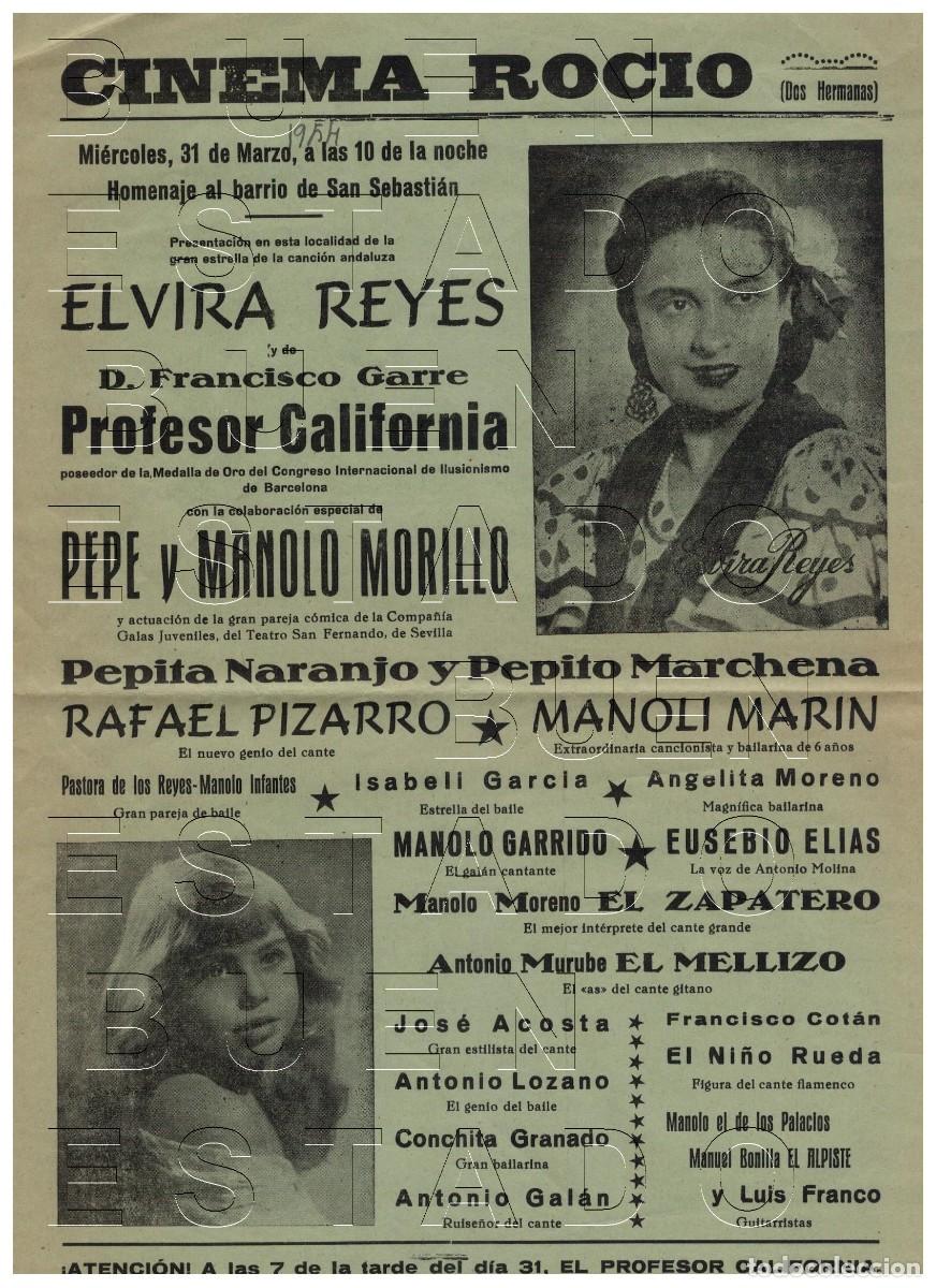 Carteles espect&aacute;culos: SEVILLA CINEMA ROCIO 1954 PEPITA NARANJO CARTEL GENUINO 31X20 J00