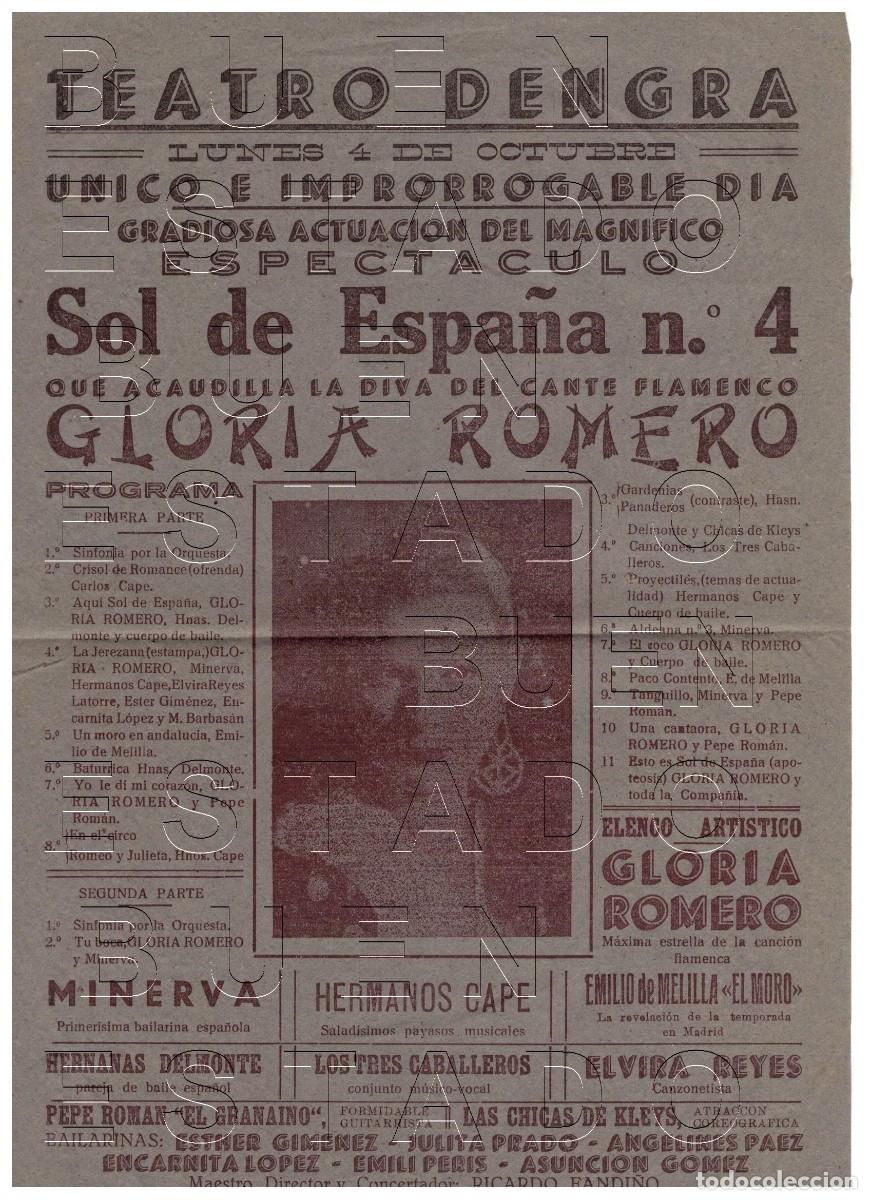Carteles espect&aacute;culos: SEVILLA TEATRO DENGRA GLORIA ROMERO CARTEL GENUINO 31X20 J00