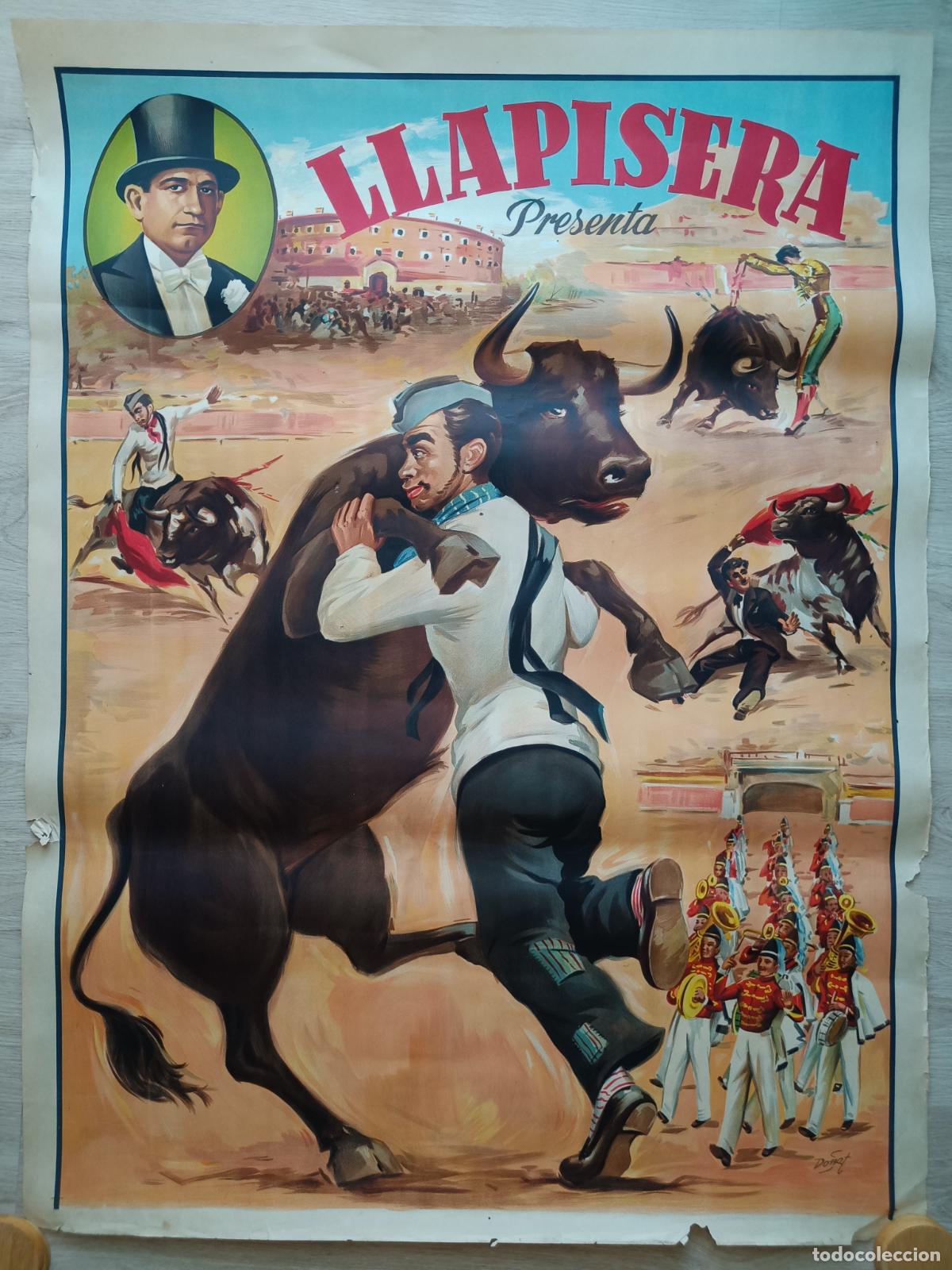 Carteles espect&aacute;culos: CARTEL ESPECTACULOS TOROS LLAPISERA CANTINFLAS COMICO TAURINO DONAT CV15