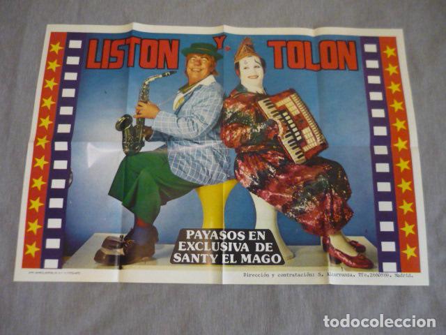Carteles espect&aacute;culos: LISTON Y TOLON PAYASOS SANTY EL MAGO CARTEL 1975 64 X 44 CM