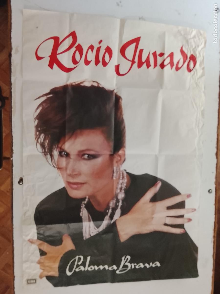 Carteles espect&aacute;culos: ANTIGUO CARTEL DE ROCIO JURADO PARA EL DISCO PALOMA BRAVA 98x87,5 cm