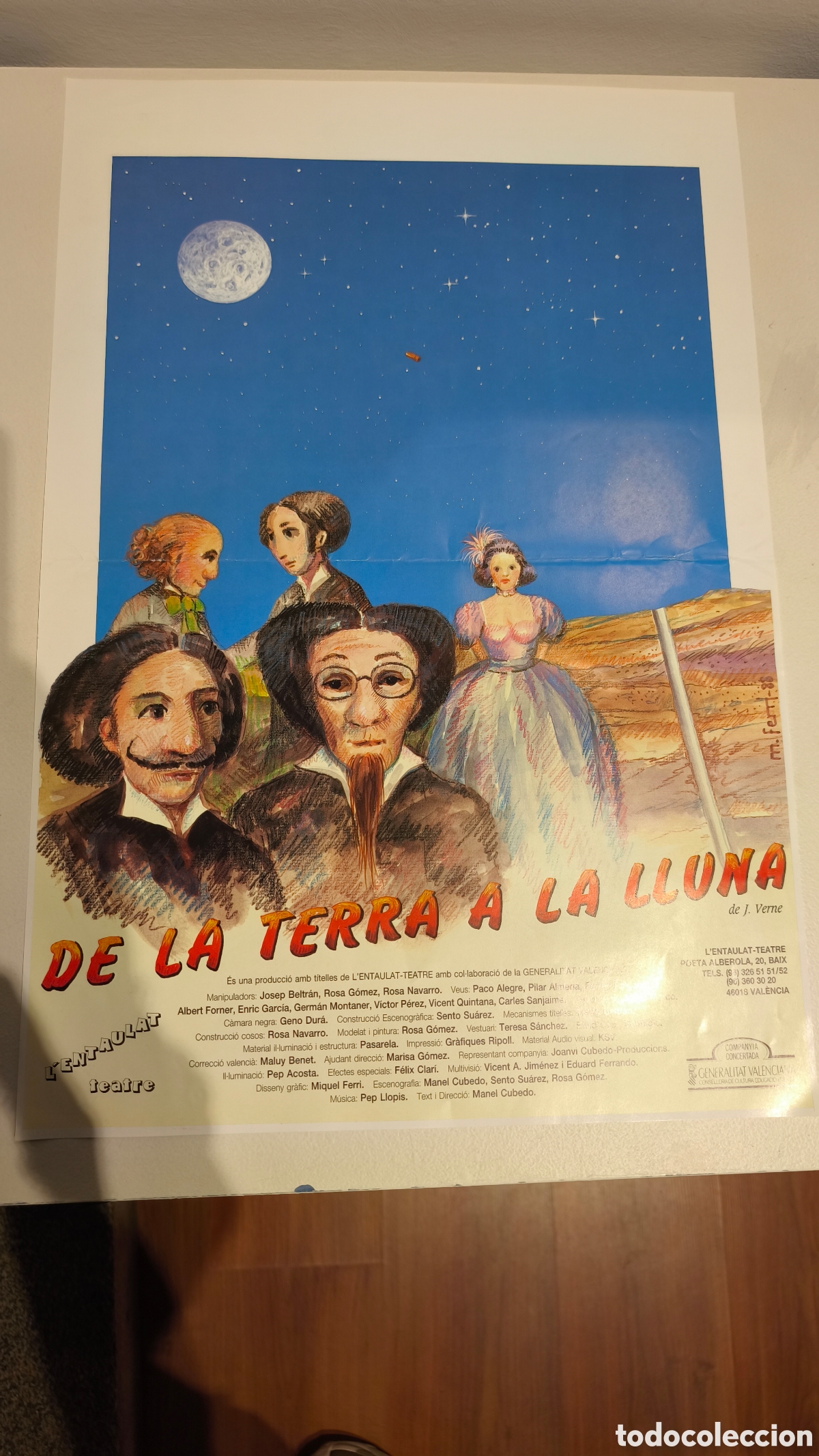 Carteles espect&aacute;culos: Cartel publicitario original de teatro: &rdquo;De la Terra a la Lluna&rdquo; (L'Entaulat Teatre, c. 1988-1990)