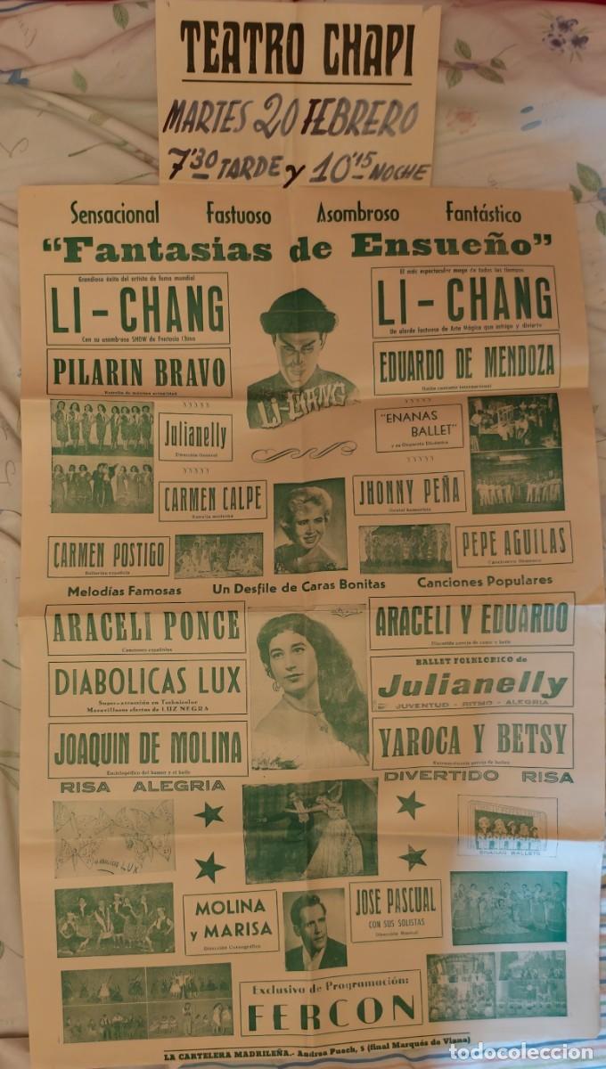 Carteles espect&aacute;culos: Antiguo cartel teatral Li-Chang &ndash; &ldquo;Fantas&iacute;as de Ensue&ntilde;o&rdquo; &ndash; Teatro Chap&iacute; Villena &ndash; a&ntilde;os 50
