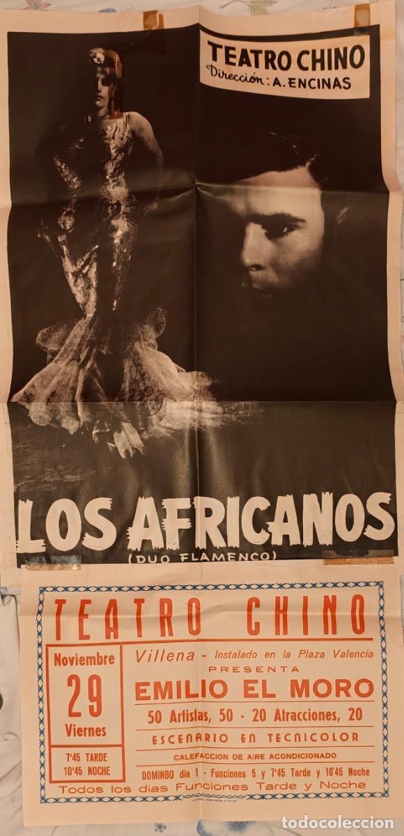 Carteles espect&aacute;culos: Cartel Teatro Chino &ndash; Emilio el Moro y Los Africanos &ndash; Villena &ndash; c. 1968