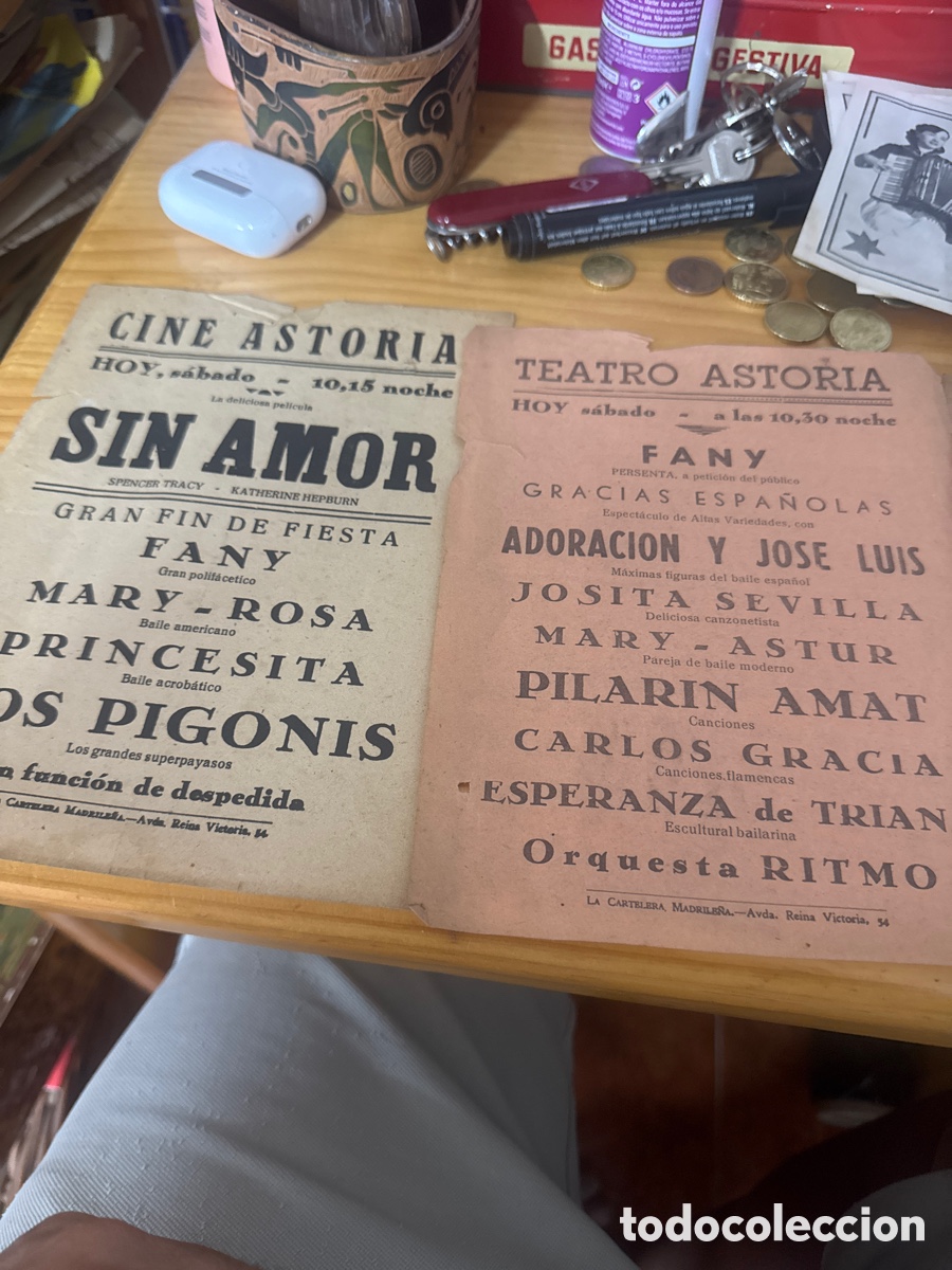 Carteles espect&aacute;culos: Lote de cuatro Carteles de cine y teatro, Astoria, Madrid