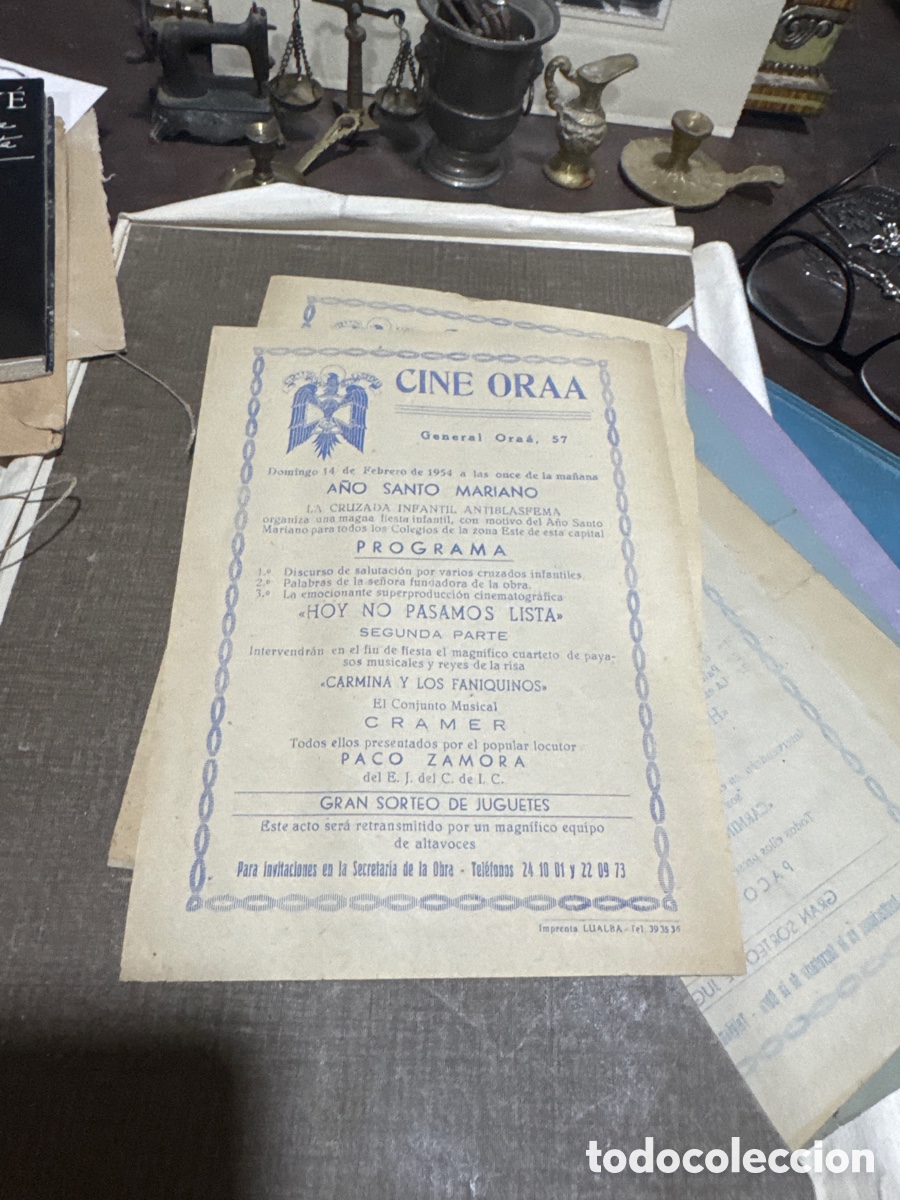 Carteles espect&aacute;culos: programa de mano o volante antiguo del Cine Oraa - Foto 2