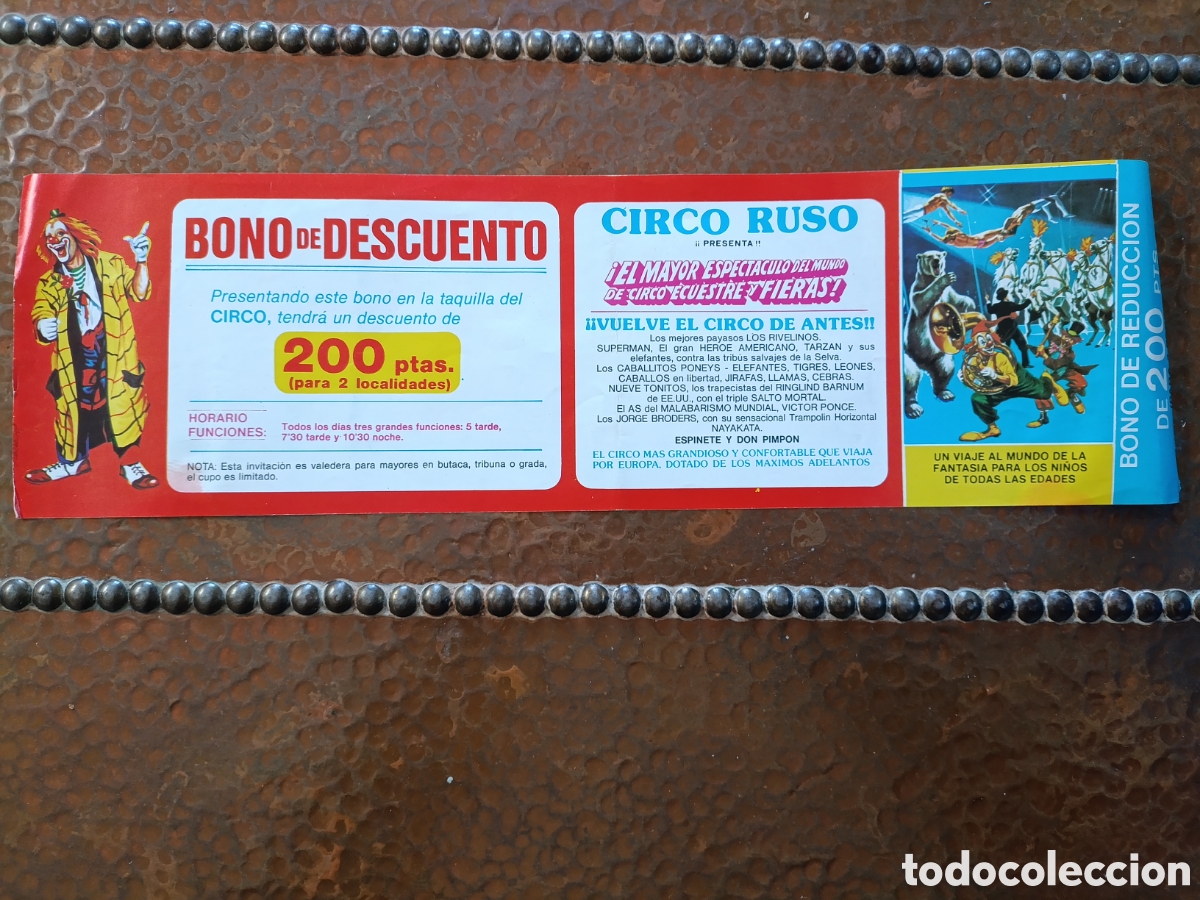 Carteles espect&aacute;culos: BONO DE DESCUENTO CIRCO RUSO[ A&Ntilde;OS 80 ]