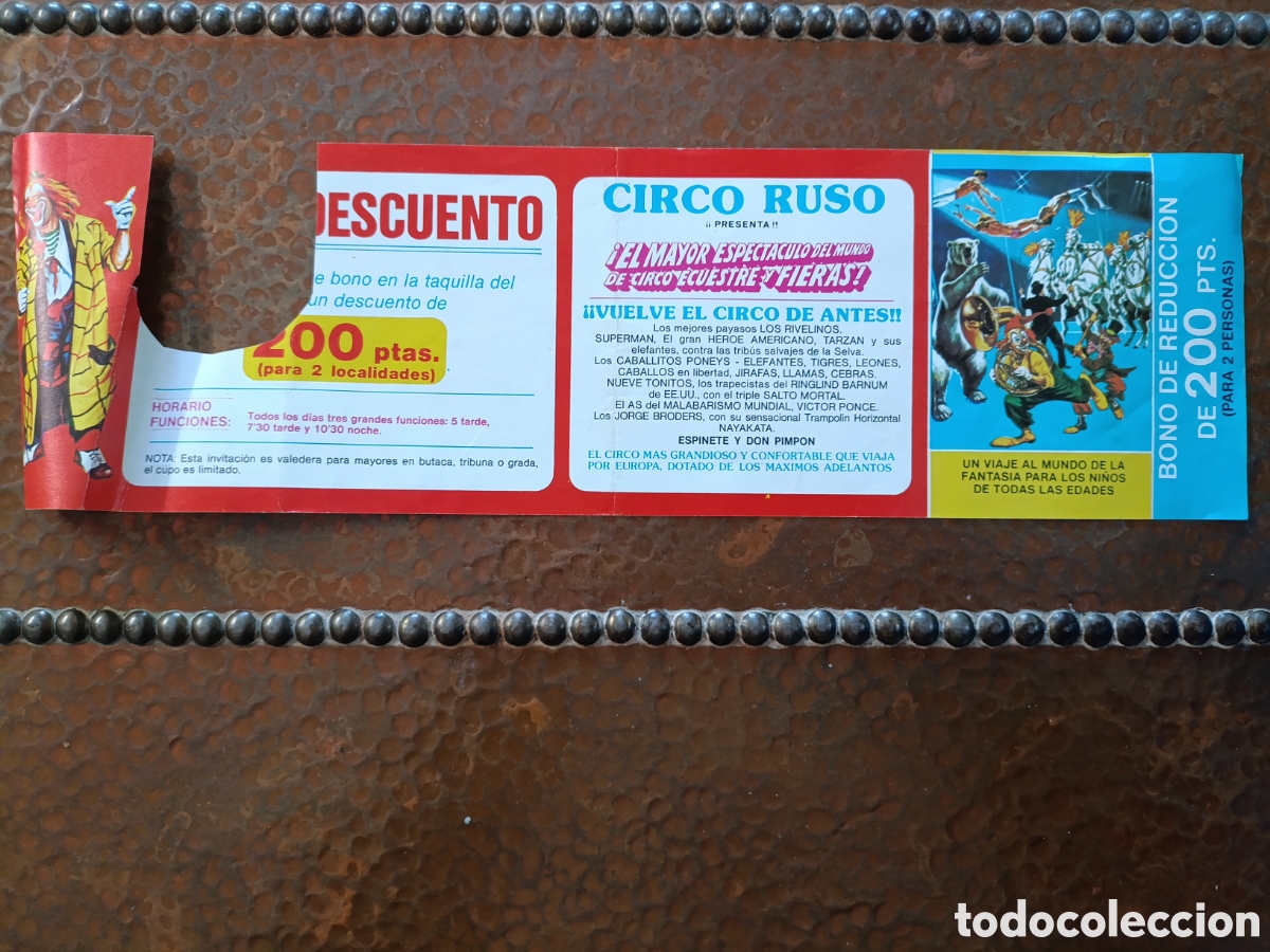 Carteles espect&aacute;culos: BONO DE DESCUENTO CIRCO RUSO[ A&Ntilde;OS 80 ]