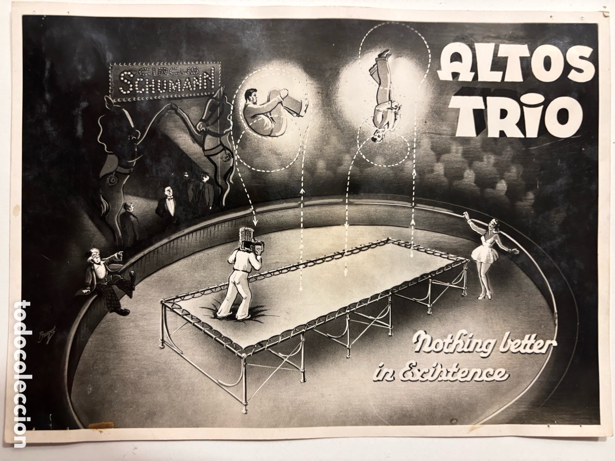 Carteles espect&aacute;culos: Foto original acr&oacute;batas altos tr&iacute;o circo Schumann