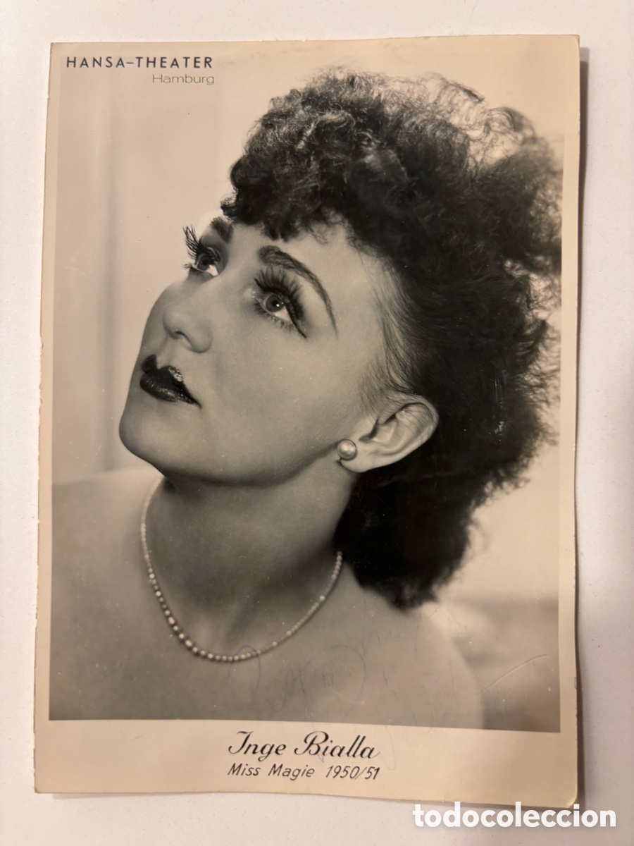 Affissi Spettacoli: Tarjeta con aut&oacute;grafo de Inge Bialla Miss Magia asistente del mago Ralf Bialla