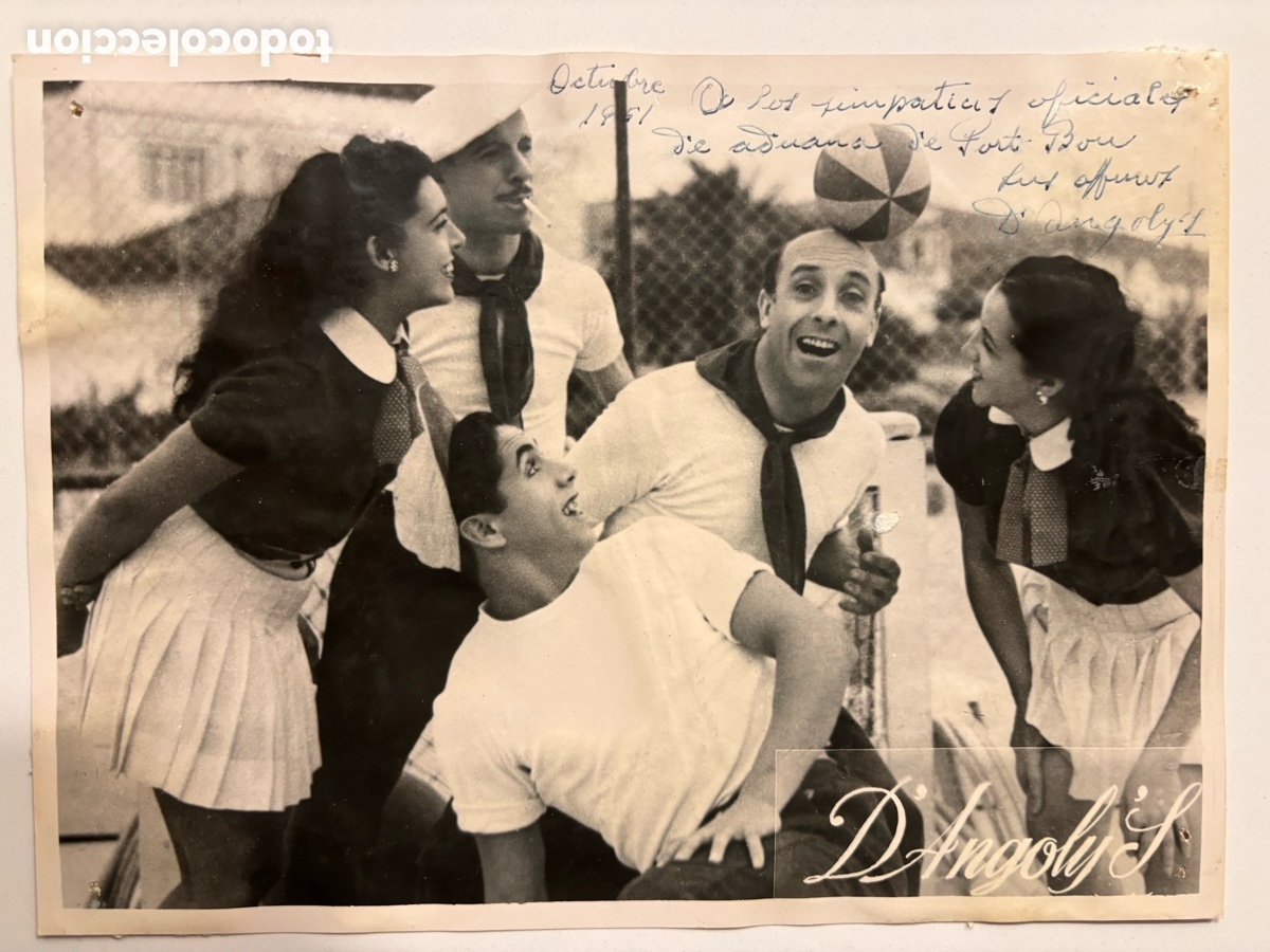 Carteles espect&aacute;culos: Foto original con aut&oacute;grafo de los malabaristas y acr&oacute;batas de circo los D,Angolys