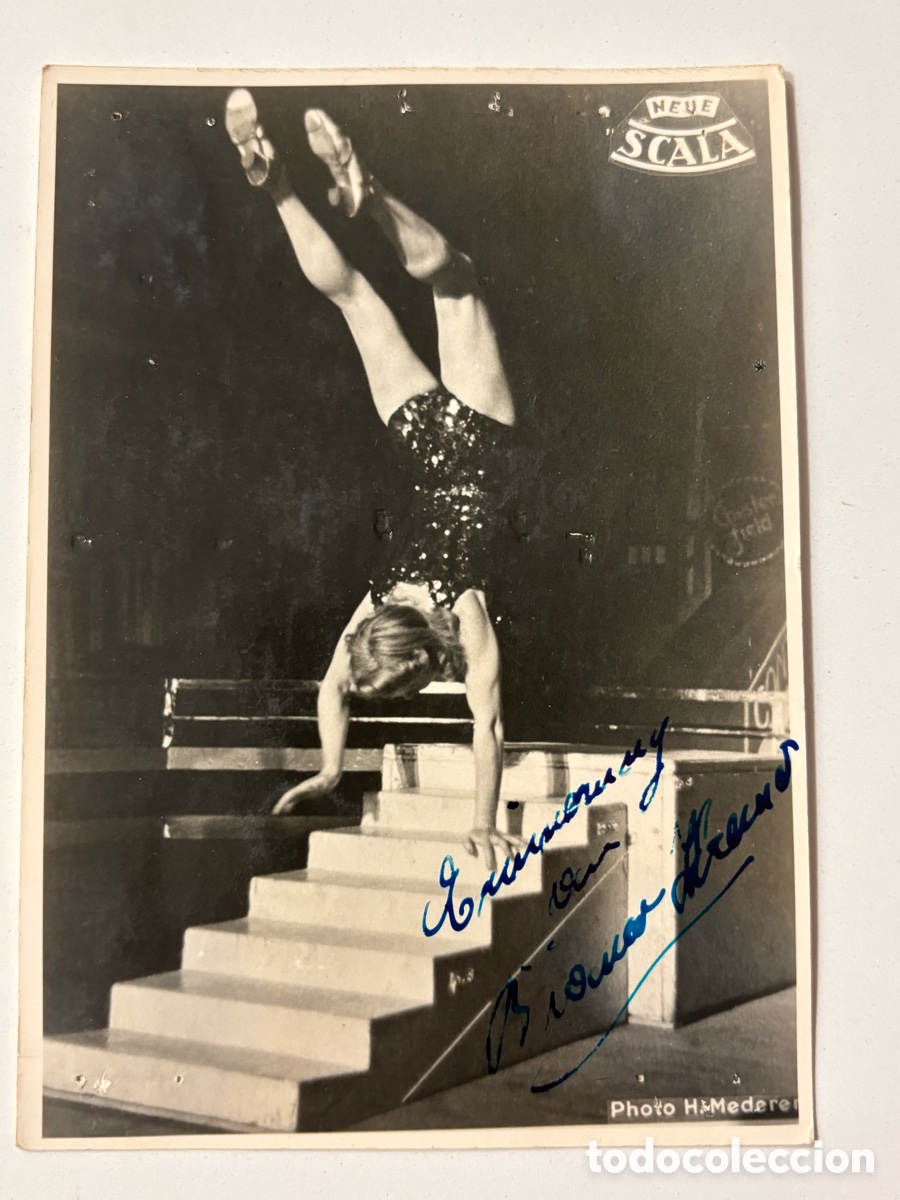 Carteles espect&aacute;culos: Foto original circo Scala con aut&oacute;grafo de la acr&oacute;bata Bianca