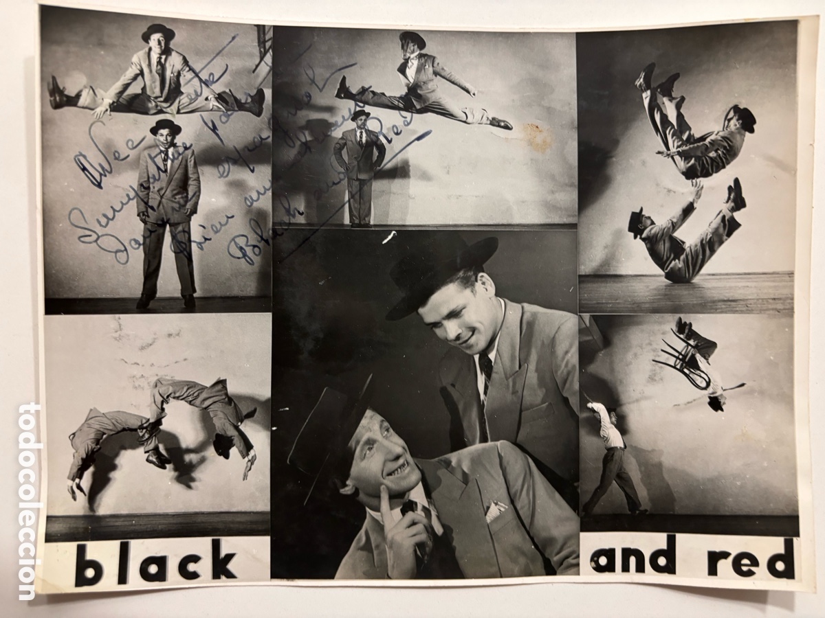 Carteles espect&aacute;culos: Foto original con aut&oacute;grafo de los acr&oacute;batas Black and Red