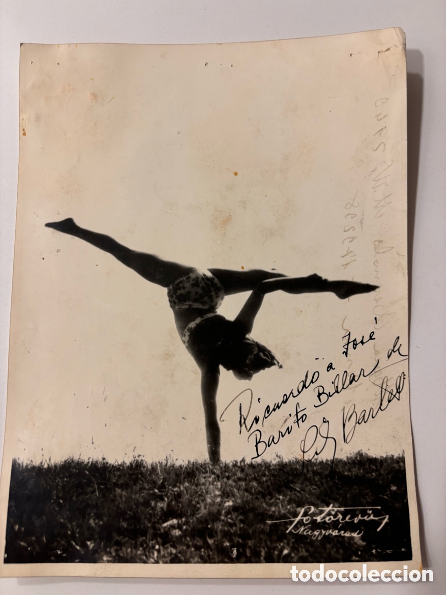 Carteles espect&aacute;culos: Foto original con aut&oacute;grafo de acr&oacute;bata les Barles