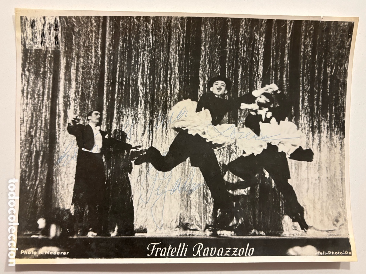 Carteles espect&aacute;culos: Foto original con aut&oacute;grafo de acr&oacute;batas c&oacute;micos fratelli Ravazzolo