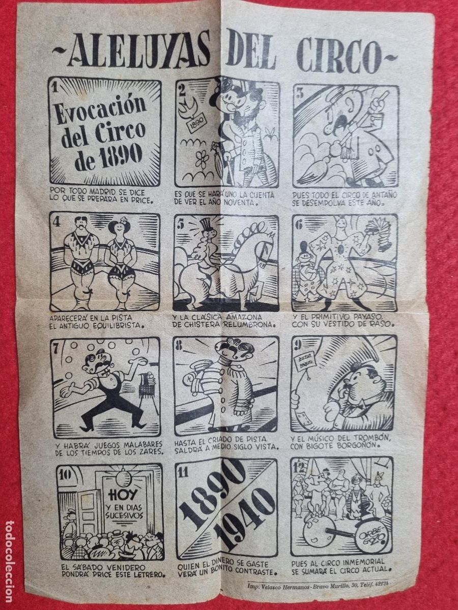 Carteles espect&aacute;culos: CARTEL PUBLICIDAD ALELUYA DEL CIRCO 1890 1940 TIPO AUCA ORIGINAL KV1