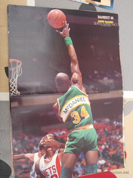 Coleccionismo deportivo: POSTER BALONCESTO NBA XAVIER MCDANIEL SONICS - Foto 1